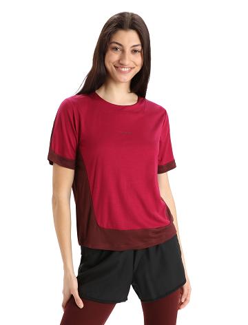 Cherry / Espresso Icebreaker ZoneKnit™ Merino Short Sleeve Boxy Women's T Shirts | AU 1588FDNM